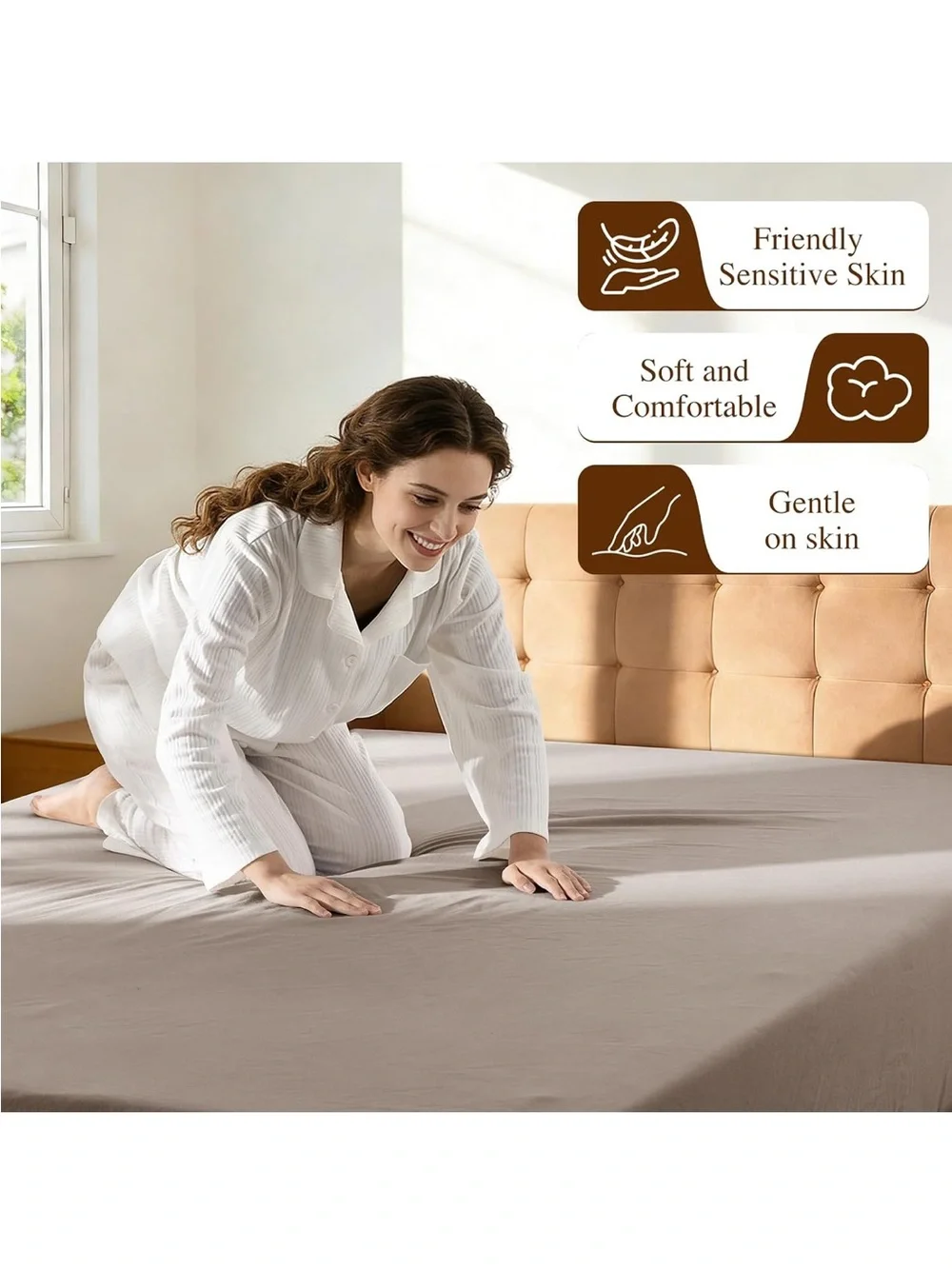 NEW 100% French Linen King Fitted (Bottom) Sheet. 16” Deep Premium Flax Linen